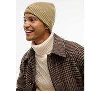 Strickmütze TOMMY HILFIGER "TH FLAG PIMA COTTON BEANIE", Damen, beige (safari canvas melange), Baumwollmischung, Mützen Strickmütze, Beanie mit Logostickerei, mit Kaschmiranteil Unisex (63087401-0) sa