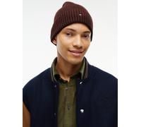 Strickmütze TOMMY HILFIGER "TH FLAG PIMA COTTON BEANIE", Damen, braun (rot wine melange), Baumwollmischung, Mützen Strickmütze, Beanie mit Logostickerei, mit Kaschmiranteil Unisex (23660860-0) rot win