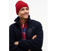 Strickmütze TOMMY HILFIGER "TH FLAG PIMA COTTON BEANIE", Damen, rot (medium rot), Baumwollmischung, Mützen Strickmütze, Beanie mit Logostickerei, mit Kaschmiranteil Unisex (24316345-0) medium rot