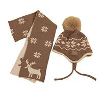 Strickmütze Weihnachten Weihnachten Hirsch Strickmütze Schal Junge Mädchen Outdoor bei kaltem Wetter Skifahren Reiten Wandern Schal Set Handschuhe Grau und Grün Baby Kleinkind Mädchen Jungen Kinder