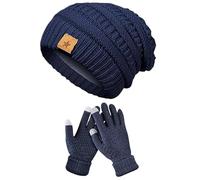 Strickmützen für Damen - Mütze und Handschuhe - Damen-Mützen- und Schal-Sets | Winter Damen Mütze Handschuhe Set | Set aus Mütze, Schal und Handschuhen für Damen | Multifunktionale winddichte Schutzka