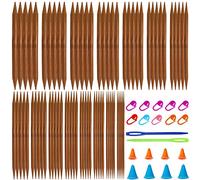 Stricknadel Bambus Set 15 Größen (75 STK.) Nadelspiel Set,Stricknadeln für Socken,Stricknadeln Set 2 mm-10 mm mit Stricken Zubehör