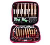 Stricknadel Bambus Set, Aluminium Rundstricknadeln Set, Austauschbares Nadelset aus karbonisiertem Bambus Rundstricknadeln Ring Set aus Aluminium für handgefertigtes DIY Stricken