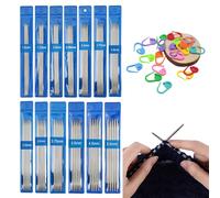 Stricknadeln Set, 65 Stück Edelstahl Nadelspiel mit 20 Maschenmarkierer, 15cm Doppelspitzen Stricknadel, 13 Größen 1,5 mm - 5,0 mm, Stricknadeln für Socken Handschuhe Hüte Schals