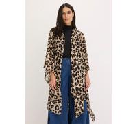 Strickponcho BONPRIX, Damen, braun (schwarz, braun leo bedruckt), Obermaterial: 100% Polyester, figurumspielend, Pullover, aus Polyester, figurumspielende Passform, mit Leopardenmuster (26409160-0) sc