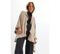 Strickponcho BONPRIX, Damen, grau (taupe), Obermaterial: 40% Viskose, 30% Polyamid, 25% Polyester, 5% Kaschmir, figurumspielend, Pullover Strickponcho (70935205-0)