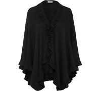 Strickponcho BONPRIX, Damen, schwarz, Feinstrick, Obermaterial: 40% Viskose, 30% Polyamid, 25% Polyester, 5% Kaschmir, unifarben, lässig geschnitten hüftbedeckend, ohne Ausschnitt, Pullover, weicher F