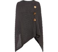 Strickponcho BONPRIX "Poncho", Damen, grau (dunkelgrau), Obermaterial: 50% Polyacryl, 50% Polyester, unifarben, figurumspielend, Pullover, aus Polyacryl und Polyester, mit Rundhals, mit Holzzierknöpfe