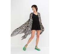 Strickponcho BONPRIX "Poncho", Damen, schwarz (schwarz, beige zebra bedruckt), Obermaterial: 100% Viskose, figurumspielend, Pullover Strickponcho, aus Viskose, mit Animal-Print, figurumspielende Passf