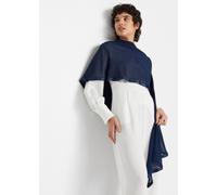 Strickponcho BONPRIX "Poncho-Schal", Damen, blau (dunkelblau), Obermaterial: 100% Polyester, lässig geschnitten, Pullover, Poncho-Schal (12237816-0) dunkelblau