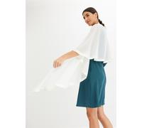 Strickponcho BONPRIX "Poncho-Schal", Damen, weiß (cremeweiß), Obermaterial: 100% Polyester, lässig geschnitten, Pullover Strickponcho, Poncho-Schal (50275266-0)