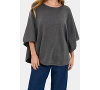 Strickponcho SAINT TROPEZ "BilliSZ Poncho", Damen, grau iron melange, Strick, Obermaterial: 80% Viskose, 20% Polyacryl, meliert, loose fit hüftbedeckend, Rundhals, Pullover, Loose fit, Viskosemischung