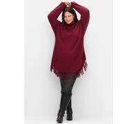 Strickponcho SHEEGO "Strickpullover", Damen, Gr. 48/50, lila (beere), 50% Baumwolle, 50% Polyacryl, unifarben, Pullover (67464701-48) beere