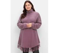 Strickponcho SHEEGO "Strickpullover", Damen, Gr. 56/58, lila (mauve), 50% Baumwolle, 50% Polyacryl, unifarben, Pullover (83448224-56) mauve