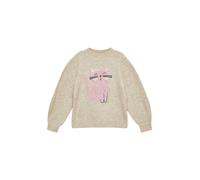 s.Oliver Strickpullover Junior Mädchen – beige, Gr. 116/122, bestickt, Rundhals