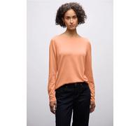 Strickpullover STREET ONE, Damen, Gr. 46, orange (creamy orange), Stoff, 60% Viskose, 40% Baumwolle, unifarben, normal normal, U-Boot-Ausschnitt, Bündchen, Pullover Strickpullover, mit U-Boot-Ausschni