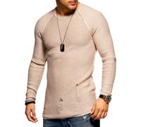 Strickpullover 2Y PREMIUM "JOSCHUA", Damen, Gr. S, beige, 50% Baumwolle, 50% Polyacryl, unifarben, normal, Rundhals, Pullover Strickpullover, mit Destroyed-Elementen (78042207-S) beige