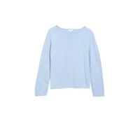 Strickpullover S.OLIVER, Damen, Gr. 38, blau (blau haze), Strick, Obermaterial: 50% Baumwolle, 50% Viskose, normal hüftbedeckend, U-Boot-Ausschnitt, Pullover Strickpullover, mit U-Boot-Ausschnitt (482
