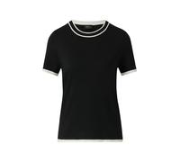 Kurzärmeliger Strickpullover mit Kontrastdetails 38 schwarz 2171558.9999.38