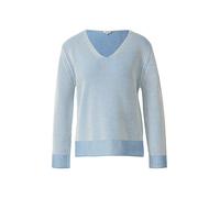 s.Oliver Strickpullover Baumwollmix mit V-Ausschnitt Blau/Weiß Größe 38