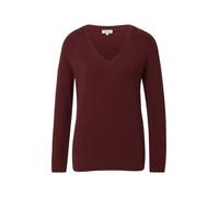 Strickpullover S.OLIVER, Damen, Gr. 42, dunkelrot, Strick, Obermaterial: 60% Baumwolle, 40% Polyacryl, unifarben, casual, regular fit taillenbedeckt, V-Ausschnitt, Langarm Bündchen, Pullover, mit V-Au
