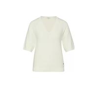 s.Oliver Strickpullover RED LABEL Regular Fit Damen Kurzarm V-Ausschnitt Baumwoll-Mix Weiß Gr. 44