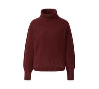 Strickpullover S.OLIVER, Damen, Gr. 46, schwarz merlot, Strick, Obermaterial: 66% Baumwolle, 32% Polyester, 2% Elasthan, unifarben, casual, lässig geschnitten hüftbedeckend, Rundhals, Langarm Flachstr