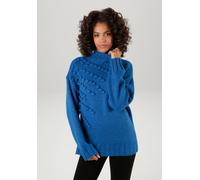 Strickpullover ANISTON CASUAL, Damen, Gr. 36, blau (petrolblau), Grobstrick, Obermaterial: 70% Polyacryl, 28% Polyester, 2% Polyamid, meliert, lässig geschnitten hüftbedeckend, Rippstrickbündchen, Pul