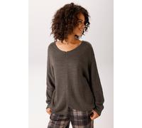 Strickpullover ANISTON CASUAL, Damen, Gr. 36, grau (braun), Grobstrick, Obermaterial: 60% Polyacryl, 25% Polyester, 15% Elasthan, unifarben, lässig geschnitten hüftlang, Rundhals, Fledermausärmel Stri