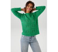 Strickpullover ANISTON CASUAL, Damen, Gr. 36, grün (smaragdgrün), Strick, Obermaterial: 50% Baumwolle, 50% Polyacryl, unifarben, figurumspielend hüftlang, Rundhals, gewellter Abschluss, Pullover Stric