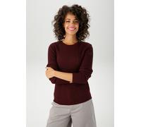 Strickpullover ANISTON CASUAL, Damen, Gr. 36, rot (bordeaux), Feinstrick, Obermaterial: 100% Polyacryl, Strukturmuster, unifarben, figurbetont hüftlang, Rundhals, Strickkante, Pullover Strickpullover,