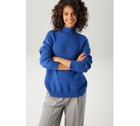 Strickpullover ANISTON CASUAL, Damen, Gr. 38, blau (royalblau), Strick, Obermaterial: 50% Viskose, 26% Polyamid, 24% Polyester, Rautenmuster, unifarben, oversize hüftlang, Rippstrickbündchen, Pullover