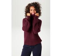 Strickpullover ANISTON CASUAL, Damen, Gr. 38, bordeaux, Grobstrick, Obermaterial: 100% Polyacryl, unifarben, figurumspielend kurz, Raglanärmel Rippstrickbündchen, Pullover Strickpullover, mit Rollkant