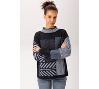 Strickpullover ANISTON CASUAL, Damen, Gr. 38, grau (nachtblau, marine, jeansblau, hellblau), Grobstrick, Obermaterial: 95% Polyacryl, 5% Nylon, Jacquardmuster, Zopfmuster, meliert, lässig geschnitten 