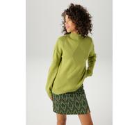 Strickpullover ANISTON CASUAL, Damen, Gr. 38, grün (apfelgrün), Strick, Obermaterial: 50% Viskose, 26% Polyamid, 24% Polyester, Rautenmuster, unifarben, oversize hüftlang, Rippstrickbündchen, Pullover