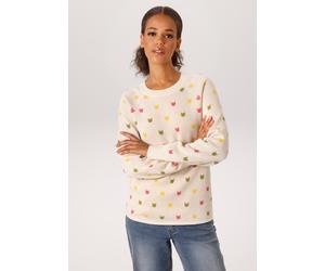 Strickpullover ANISTON CASUAL, Damen, Gr. 38, hellbeige, moosgrün, pink, gelb, Strick, Obermaterial: 100% Baumwolle, Jacquardmuster, figurumspielend hüftlang, Rundhals, Raglanärmel Rippstrickbündchen,