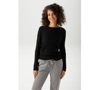 Strickpullover ANISTON CASUAL, Damen, Gr. 38, schwarz, Feinstrick, Obermaterial: 100% Polyacryl, Strukturmuster, unifarben, figurbetont hüftlang, Rundhals, Strickkante, Pullover Strickpullover, im Rip