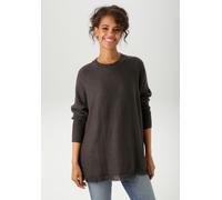 Strickpullover ANISTON CASUAL, Damen, Gr. 40/42, anthrazitmeliert, Feinstrick, Obermaterial: 50% Viskose, 28% Polyester, 22% Polyamid, meliert, oversize hüftbedeckend, Rundhals, Fledermausärmel Rippst