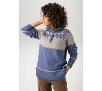 Strickpullover ANISTON CASUAL, Damen, Gr. 40/42, beige (blau, beige, hellblau), Strick, Obermaterial: 74% Polyacryl, 23% Polyamid, 3% Elasthan, gemustert, lässig geschnitten hüftbedeckend, Raglanärmel
