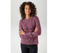 Strickpullover ANISTON CASUAL, Damen, Gr. 40, blau (pink, orange, rot, petrol, blau, moosgrün, grau), Grobstrick, Obermaterial: 100% Polyacryl, gemustert, mehrfarbig, figurumspielend hüftlang, Rundhal