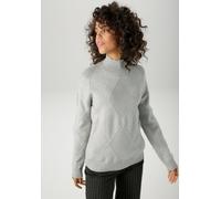 Strickpullover ANISTON CASUAL, Damen, Gr. 40, grau (hellgraumeliert), Strick, Obermaterial: 50% Viskose, 26% Polyamid, 24% Polyester, Rautenmuster, meliert, oversize hüftlang, Rippstrickbündchen, Pull