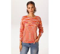 Strickpullover ANISTON CASUAL, Damen, Gr. 40, orange, rot, gelb, flieder, türkis, wollweiß, Feinstrick, Obermaterial: 28% Polyacryl, 28% Polyester, 22% Polyamid, 22% Viskose, gemustert, gestreift, läs