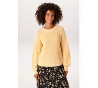Strickpullover ANISTON CASUAL, Damen, Gr. 42, beige (gelb), Strick, Obermaterial: 100% Baumwolle, unifarben, oversize hüftlang, Rundhals, Rippstrickbündchen, Pullover Strickpullover, in trendiger Farb