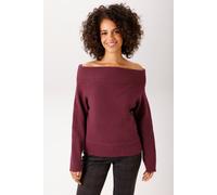 Strickpullover ANISTON CASUAL, Damen, Gr. 42, lila (bordeaux, meliert), Strick, Obermaterial: 100% Polyester, meliert, figurumspielend hüftlang, Carmenausschnitt, Fledermausärmel Rippstrickbündchen, P