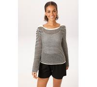 Strickpullover ANISTON CASUAL, Damen, Gr. 42, schwarz, weiß, Strick, Obermaterial: 100% Baumwolle, geringelt, gestreift, figurumspielend taillenbedeckt, Rundhals, Strickkante, Pullover Strickpullover