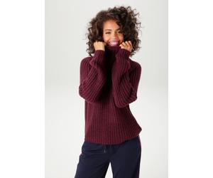 Strickpullover ANISTON CASUAL, Damen, Gr. 44, bordeaux, Grobstrick, Obermaterial: 100% Polyacryl, unifarben, figurumspielend kurz, Raglanärmel Rippstrickbündchen, Pullover Strickpullover, mit Rollkant