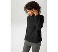 Strickpullover ANISTON CASUAL, Damen, Gr. 44, grau (graphit), Strick, Obermaterial: 100% Polyacryl, Strukturmuster, unifarben, oversize hüftlang, Umschlagbund, Pullover Strickpullover, in Streifen-Opt