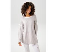 Strickpullover ANISTON CASUAL, Damen, Gr. 44, grau (hellgrau, wollweiß, meliert), Feinstrick, Obermaterial: 100% Polyacryl, meliert, oversize Po-bedeckend, Rundhals, Rollkanten, Pullover Strickpullove
