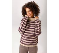 Strickpullover ANISTON CASUAL, Damen, Gr. 44, lila (hellbeige, lila, rosé), Strick, Obermaterial: 100% Polyacryl, Jacquardmuster, Rautenmuster, gemustert, figurumspielend hüftlang, Raglanärmel Rippstr