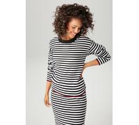 Strickpullover ANISTON CASUAL, Damen, Gr. 44, schwarz weiß, rot, Feinstrick, Obermaterial: 50% Viskose, 28% Polyester, 22% Polyamid, geringelt, gestreift, lässig geschnitten hüftlang, Rundhals, Strick